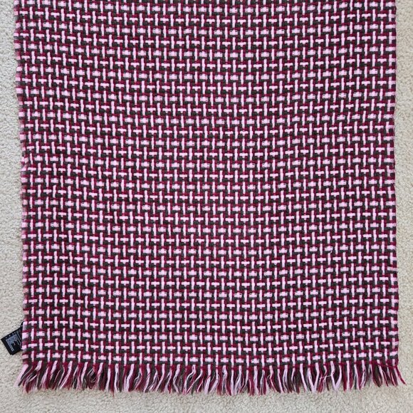 COS 100% Wool Basketweave Woven Scarf Pink Grey Burgundy - Picture 2 of 7